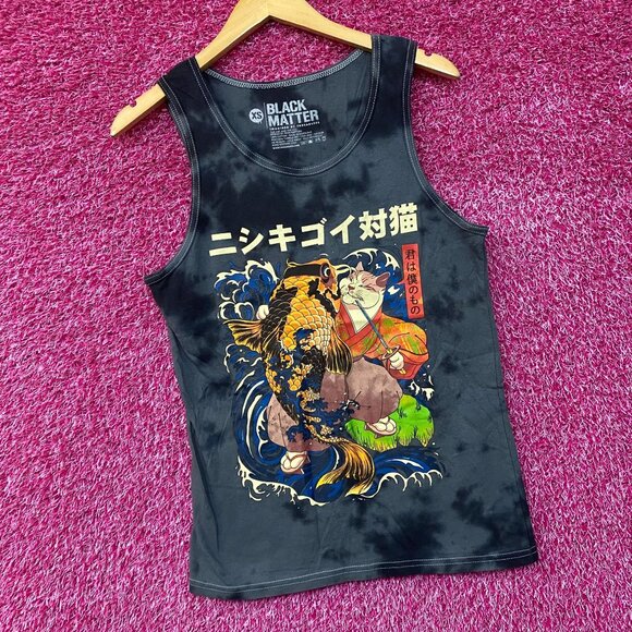Black Matter The Cat and the Koi Graphic Design Tank Top Extra Small - Picture 3 of 4